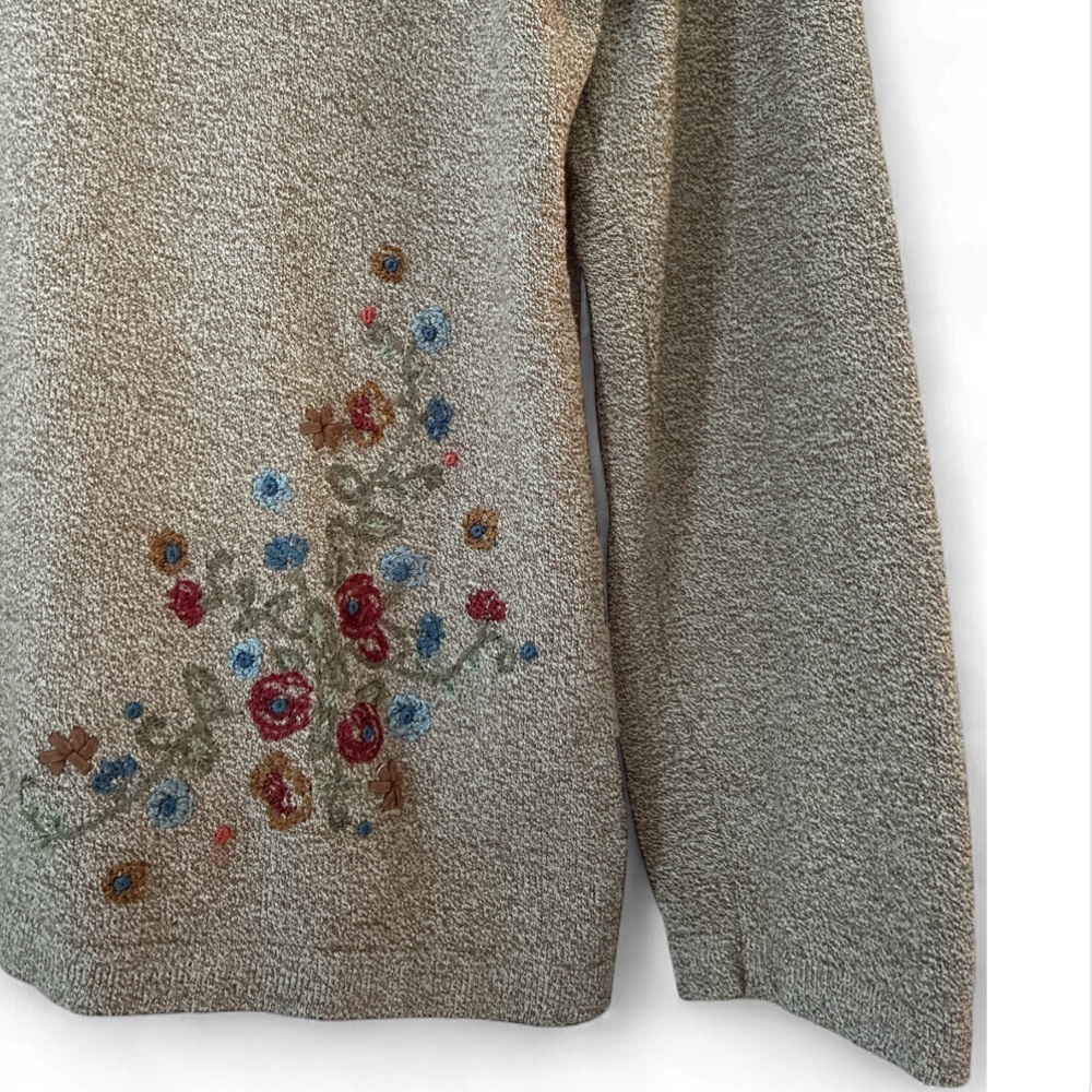 Northern Reflections brown V-Neck Sweater with Floral Embroidery medium - Picture 3 of 8